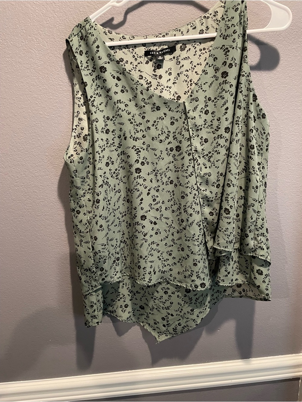 Zac & Rachel Mint Green Floral Ruffle Short Sleeve Top